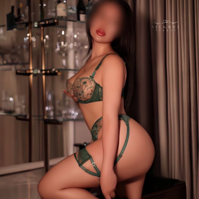 island's finest escort daniella smoke show with hourglass figure in green lace bra garter and g string 650